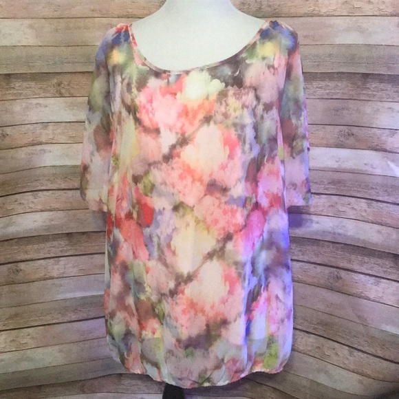 Liz Claiborne Tops - Pink sheer top w/ camisole